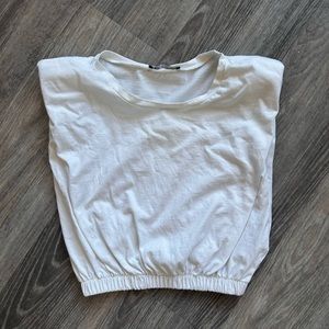 Zara shoulder pad white crop top